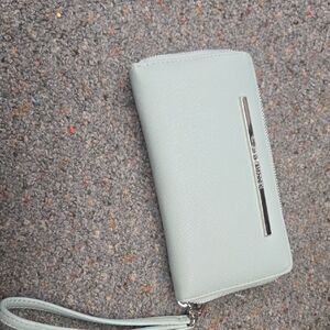 Steve Madden Mint Textured Zip Pouch with Silver Logo